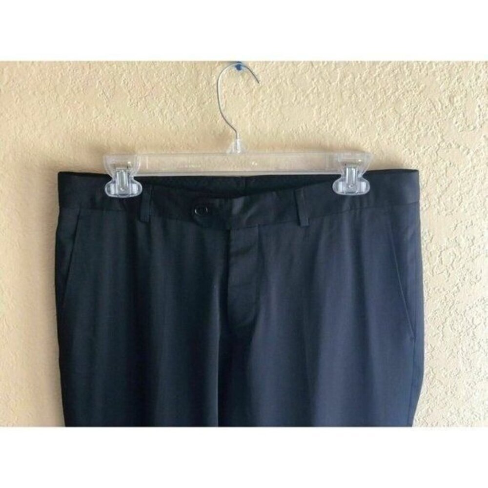 Ron Tomson Black Satin Men’s Formal Dress Pants Size 48 Classic Fit - Picture 7 of 11